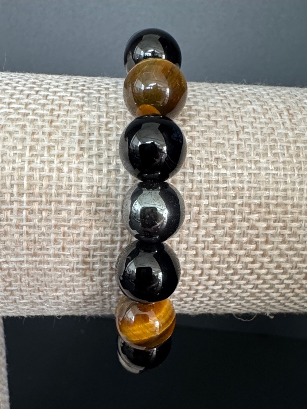 Triple Protection Bracelet - 8MM Tiger's Eye, Black Obsidian & Hematite Bracelet - Picture 2 of 6